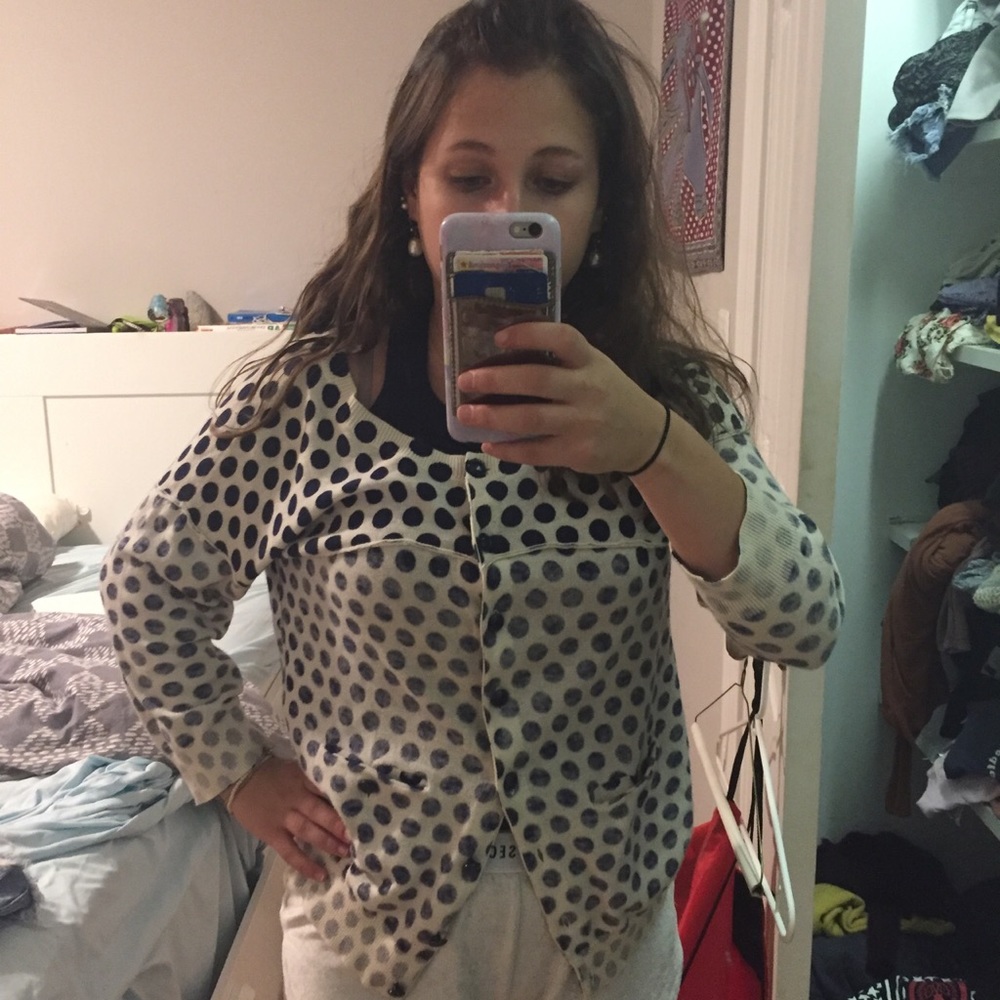 Cute polkadot cardigan! #polkadot #cardigan #comfy